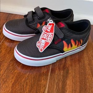 Grey, Hand Painted Flames, Toddler Vans